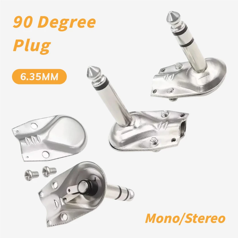 

Audio Microphone Cable Connectors Mono Stereo Jack 6.35mm Male Plug Connector 90 Degree