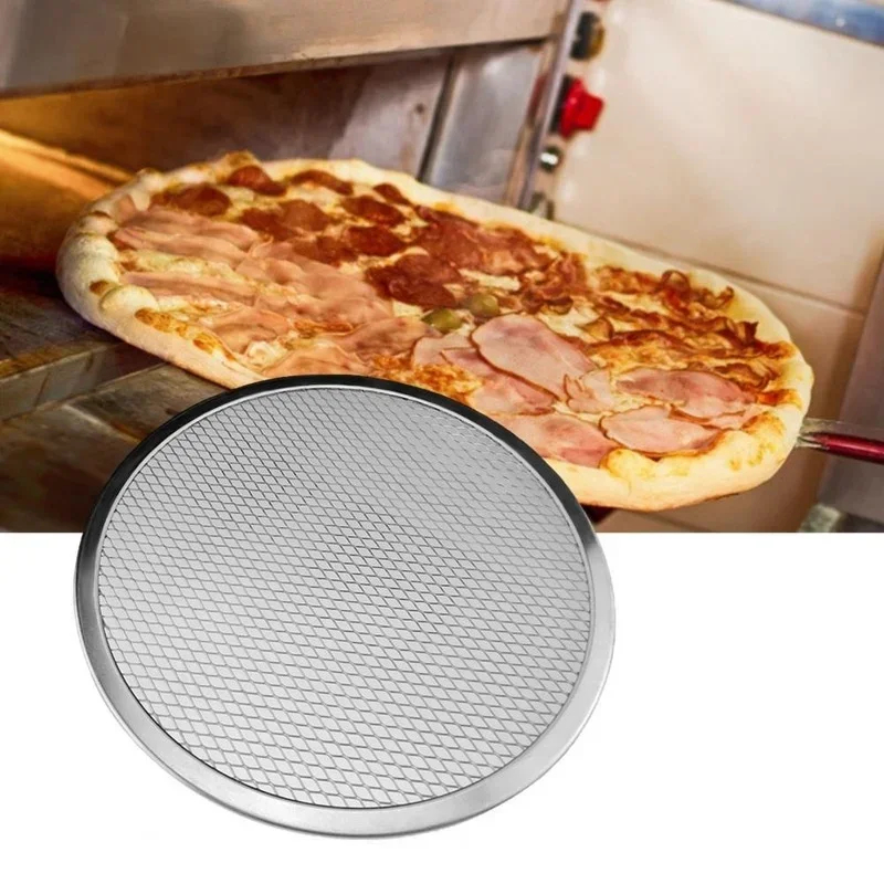 Pizza Baking Tray Multipurpose Food Grade Aluminum Alloy Round  Baking Mesh Pan for Home