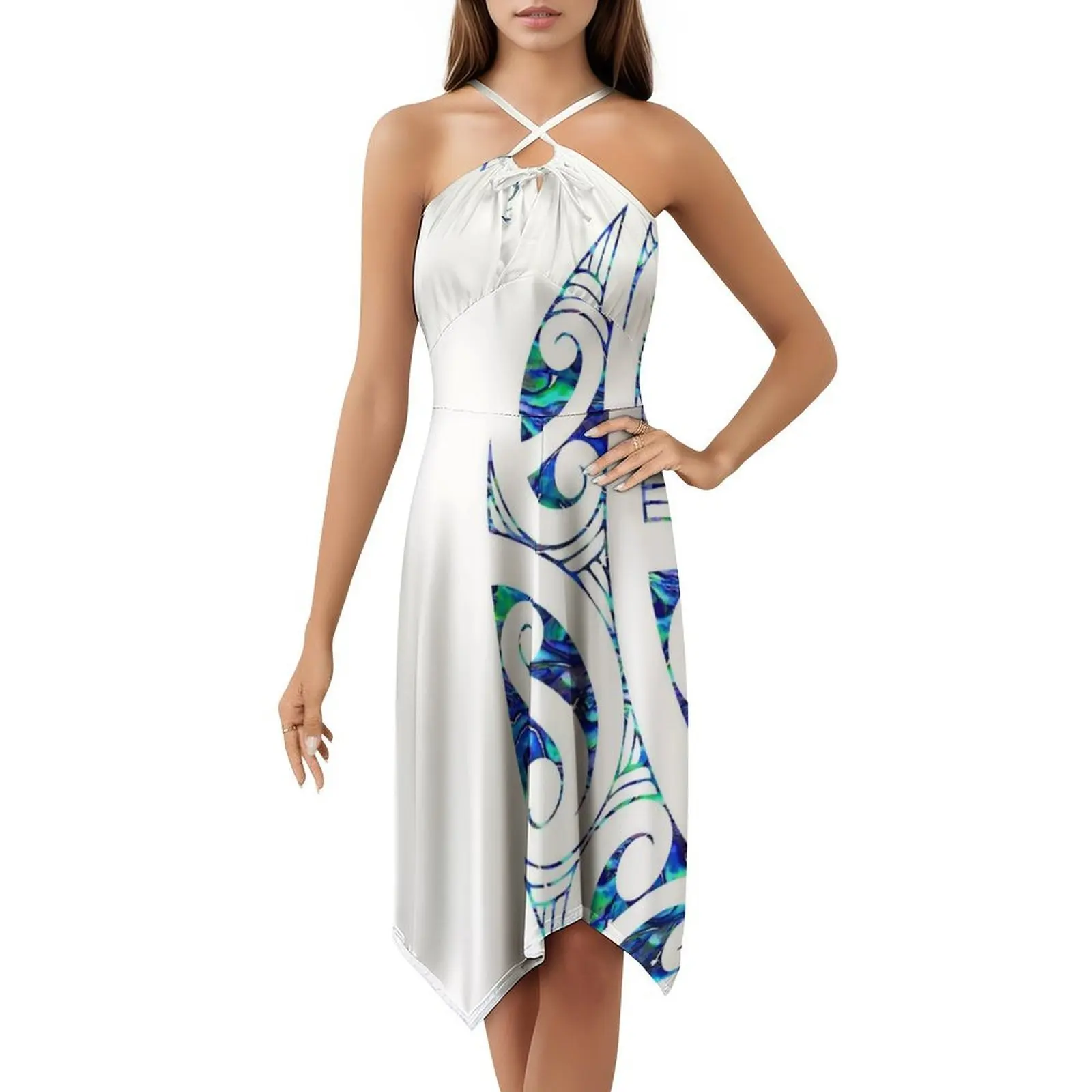 نيوزيلندا Māori Paua Koru القبلية الوشم نيوزيلندي الفن Māori المرأة الشارع الشهير فستان الحفلات العصرية طباعة نادي الملابس للإناث جديد