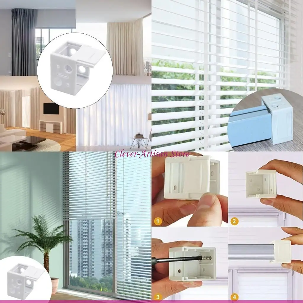 

E06B Blind Mounting Brackets White Color Mounting Bracket Headrail Track End Holder