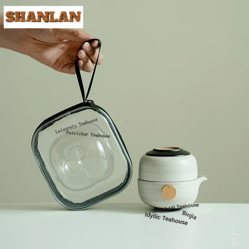 

Crude Pottery Travel Tea Set Kit Ancient Set Of Cups 1 Pot 1 Cups Tea Maker Organizer Portable Outdoor Stock Bags Cafes Craft