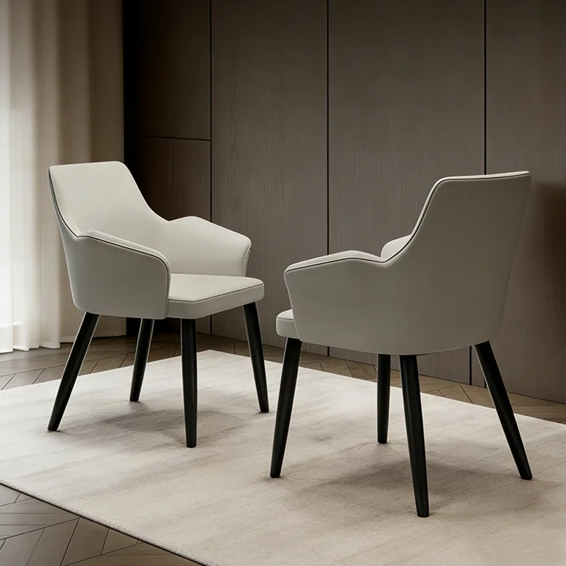 High-end dining chairs with backrests Dining room Light luxury Superior living  Designer hotel Italian minimalist leather