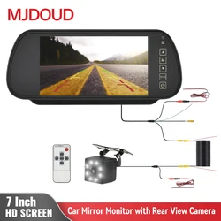 MJDOUD Monitor per specchietto retrovisore per auto da 7 pollici con telecamera per retromarcia per parcheggio del veicolo con schermo TFT LCD HD da 7 