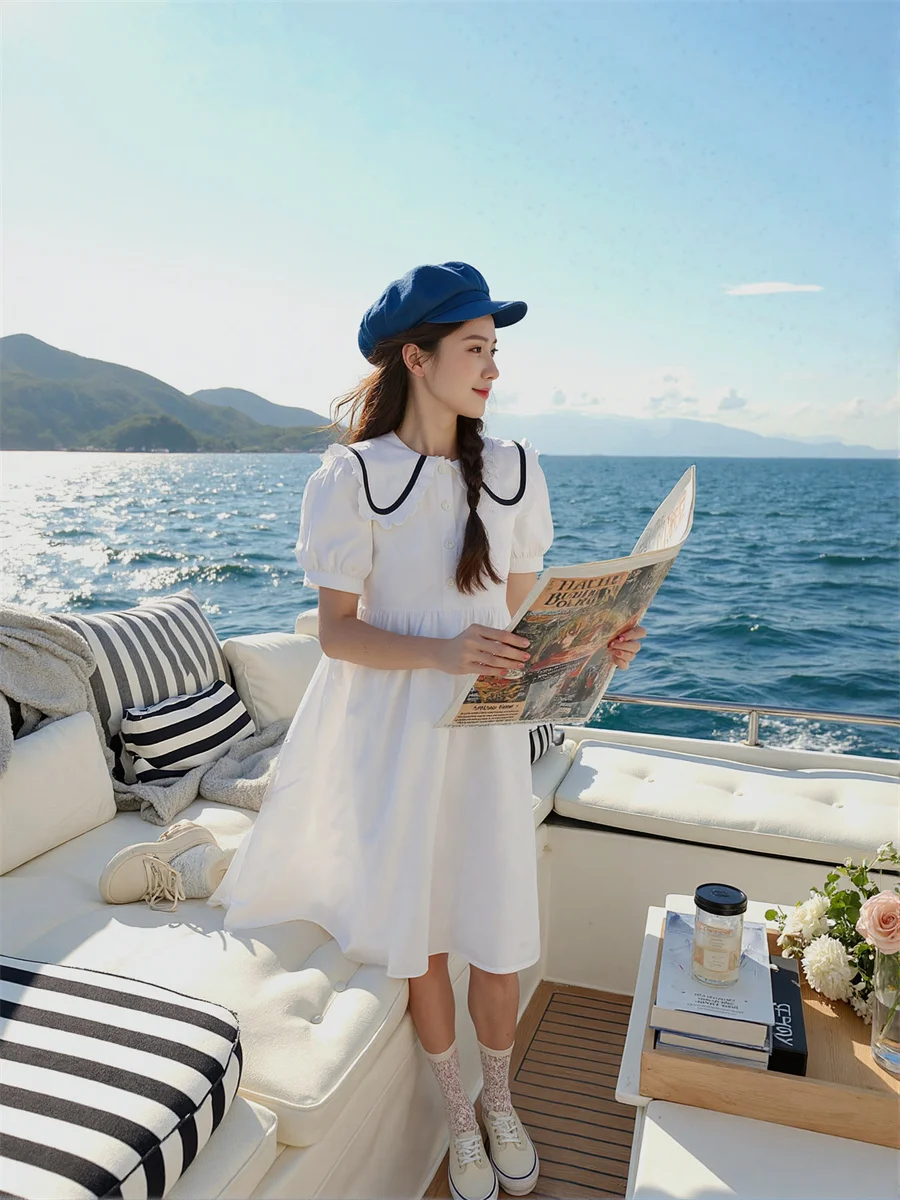 Women'S Blue Dresses Woman Casual Basics Daily Boho Bohemian Preppy Style Korean European Japanese Chinese Ethnic Exotic High