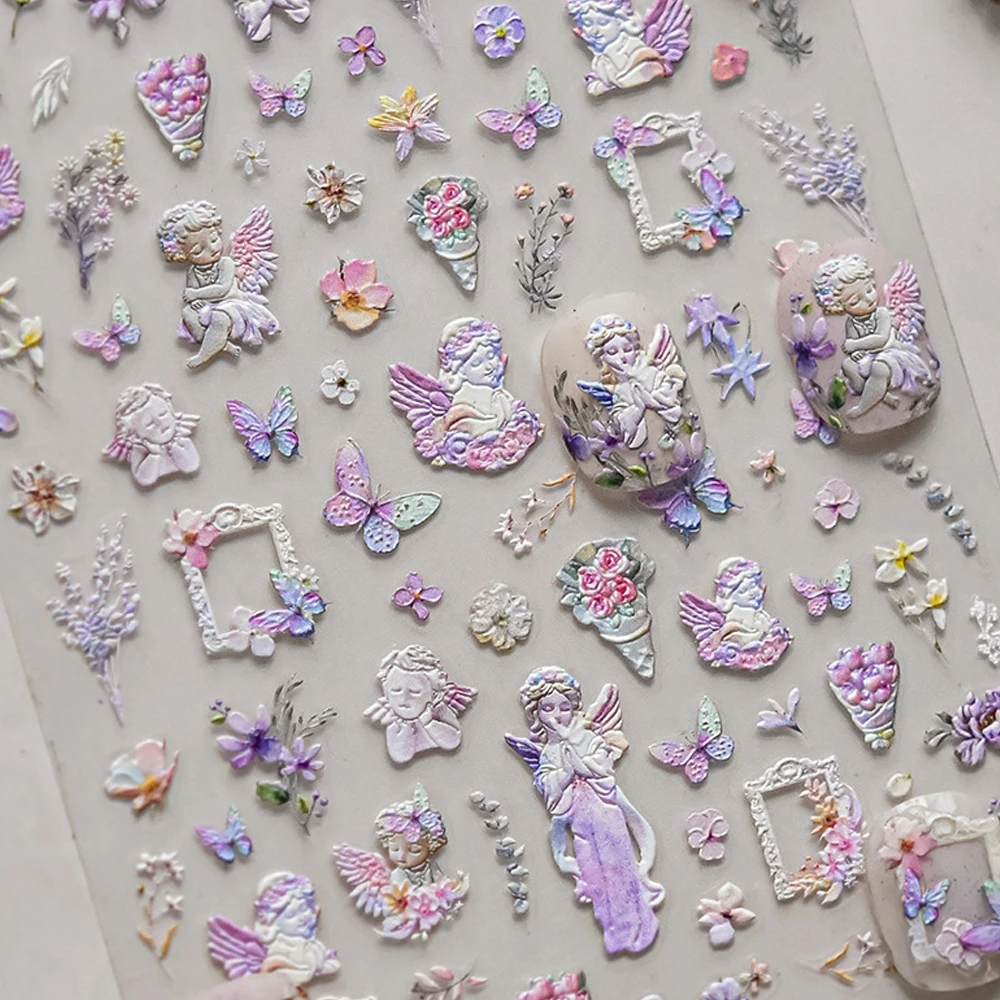 Engel Schmetterling Perle Flügel Feder Krone Schleife Amor Mond Stern Wilde Blume Parterre Strass Nail Art Aufkleber Maniküre Aufkleber