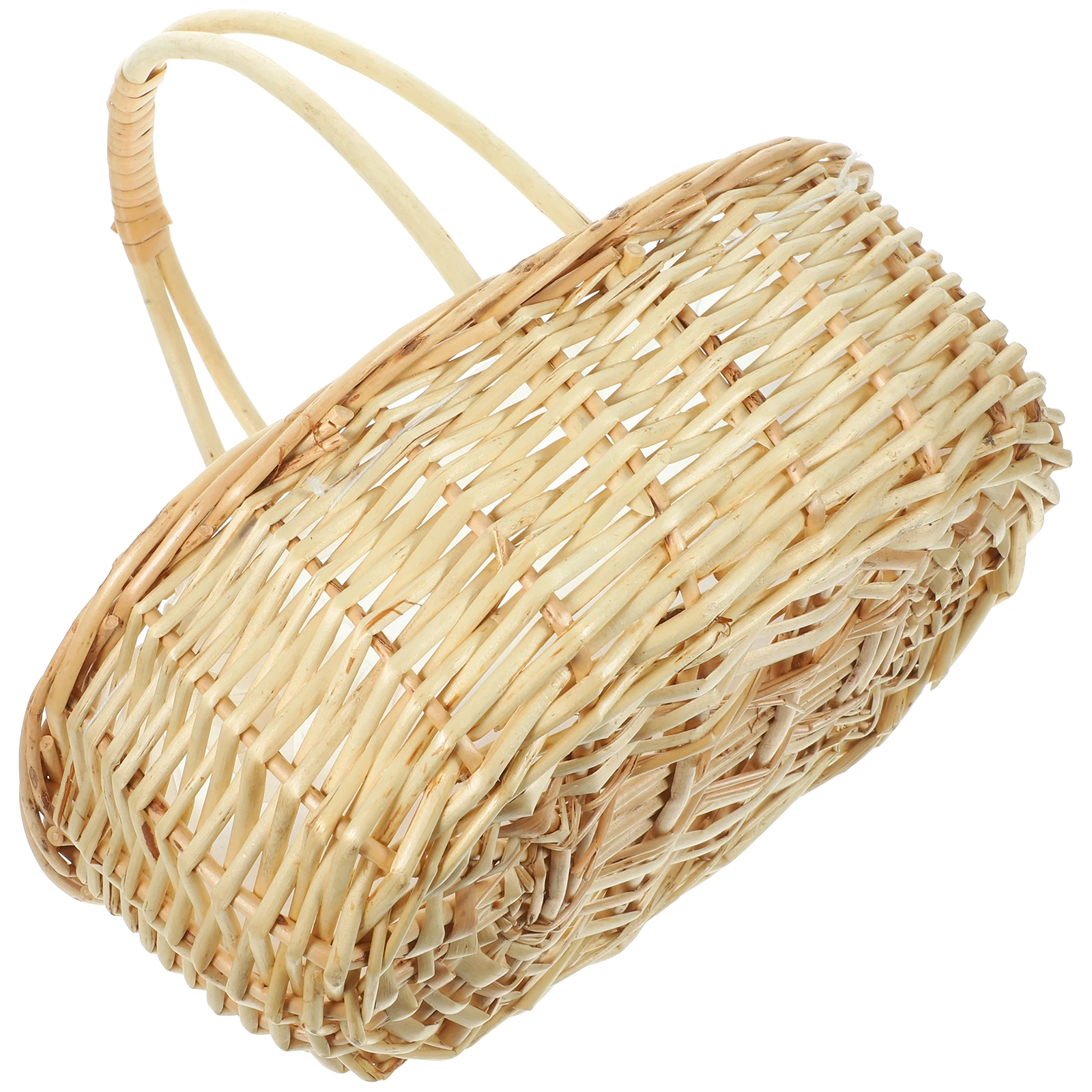 

1pcs Wicker Flower Basket Storage Baskets Woven Picnic Multifunction Portable Handmade Fruit Decor Home Wedding Storage