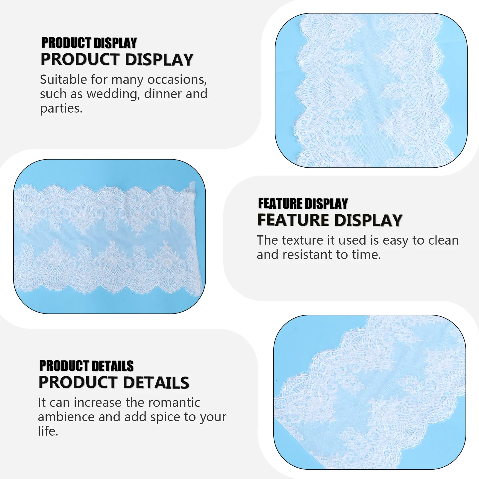 

1Pcs Lace Table Runner White Embroidered Vintage Style Dust Proof Kitchen Table Supplies Romantic Wedding Decoration