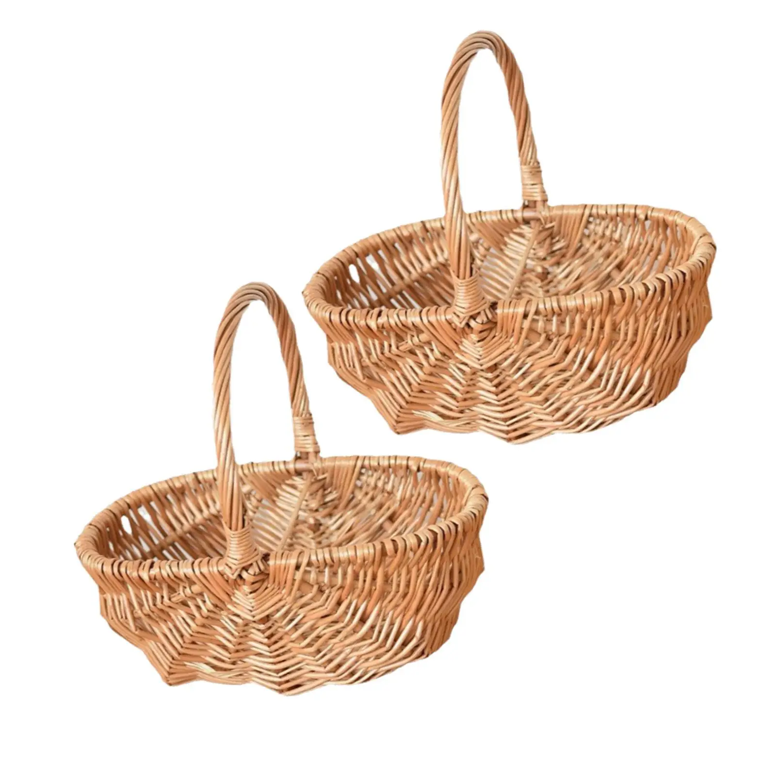 

2Pcs Wicker Baskets Fruit Baskets Tabletop Flower Baskets Food Decorative Baskets Woven Storage Baskets for Kitchen Breakfast