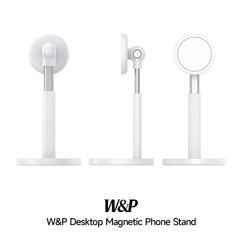 W&P Phone Desk Magnetic Stand Aluminum 360° Rotation Live Bracket for iPhone Samsung Huawei Android Smarthone Tablet PC