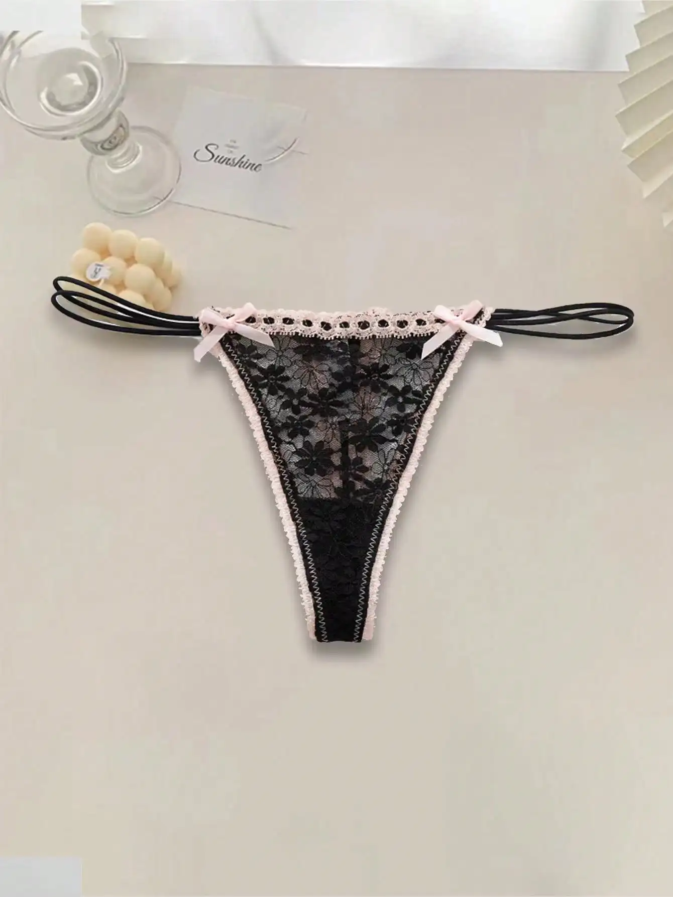 4pcs women's thongs sexy lace underwear girls' invisible comfortable G-string w… - Image 2