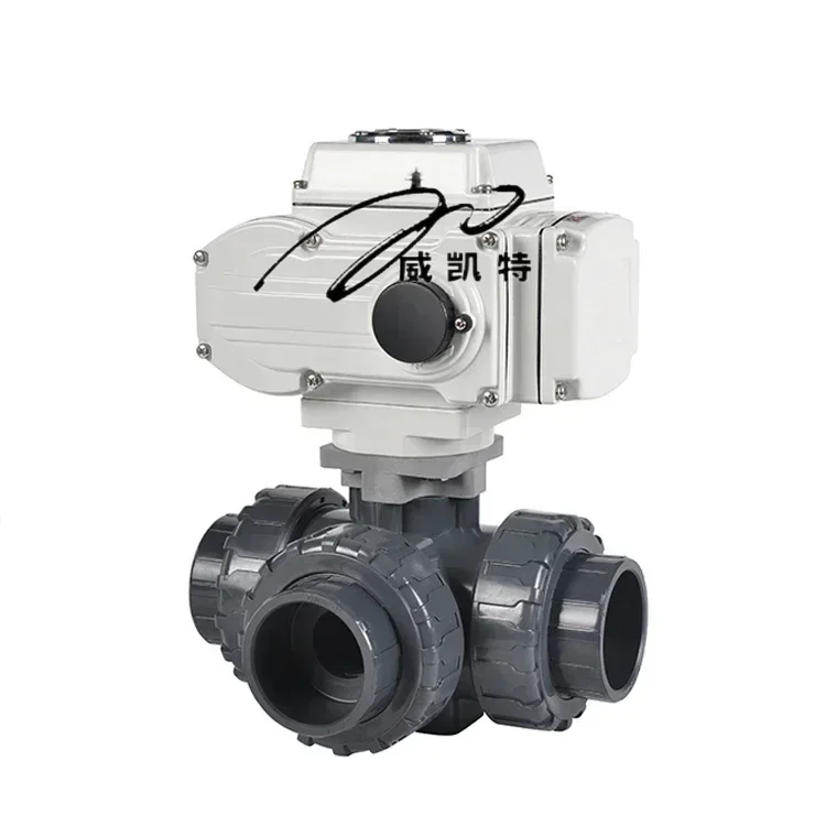 Modulating actuator 4-20mA Electric plastic 3 way ball valve 2 