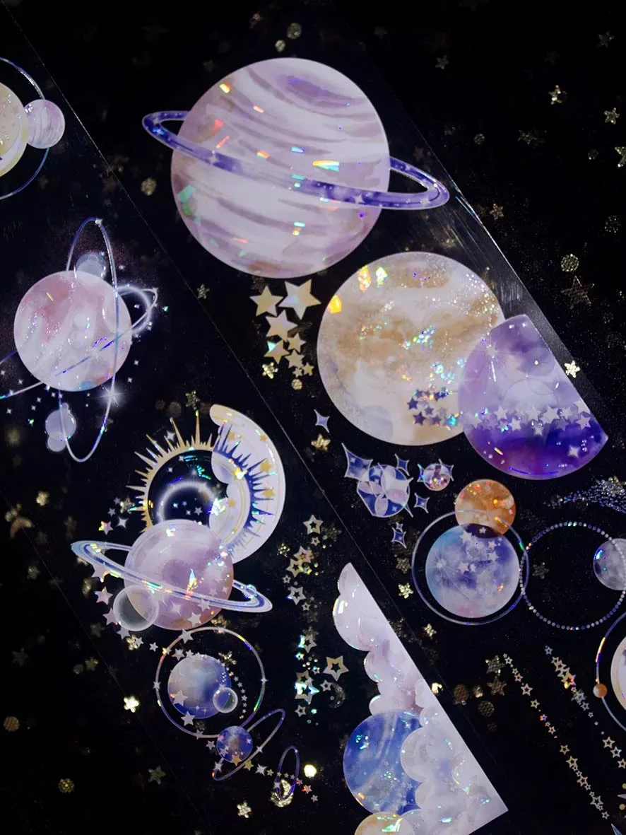 

TimeGrid Dreamy Sky Planet Travel Shiny Shell PET Tapes Collage Card Making Material DIY For Scrapbooking Journal Planner Sticke