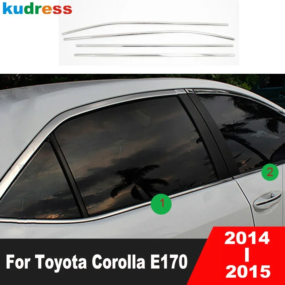 For Toyota Corolla E170 2014 2015 Stainless Steel Car Bottom Window Frame Sill Trims Molding Garnish Strip Exterior Accessories