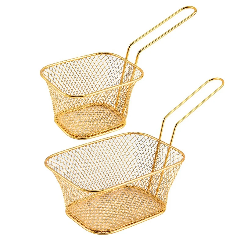 HOT SALE Frying Basket Mini French Fries Frying Basket Square Oil Filter Frying Basket Snack Tableware Basket