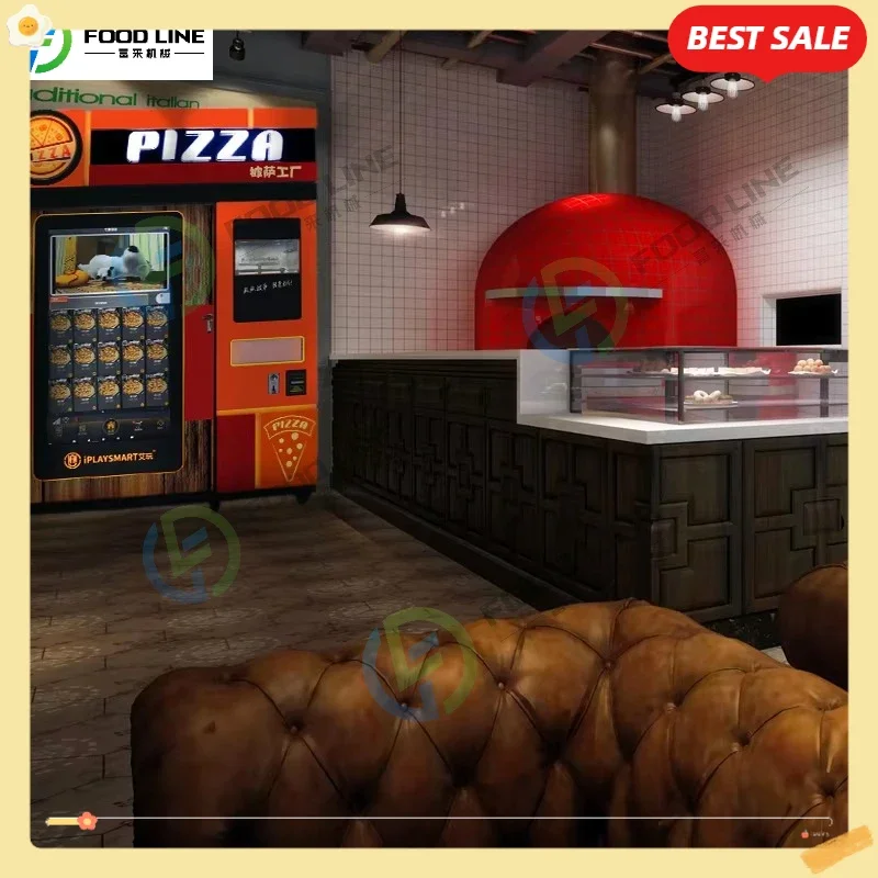 آلة بيع البيتزا الذكية ذات الخدمة الذاتية 24/7 تسخين سريع للأطعمة الطازجة الساخنة لمحور نقل المطارات