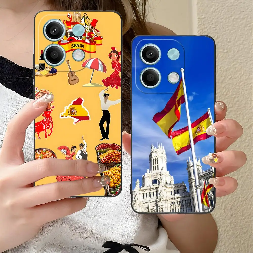 

Spanish Flag Mobile Phone Case for Xiaomi Redmi 15 14 13 12 A5 3 2 1 C Plus 4G 5G Colorful Printing Cover Smartphone Cellphones