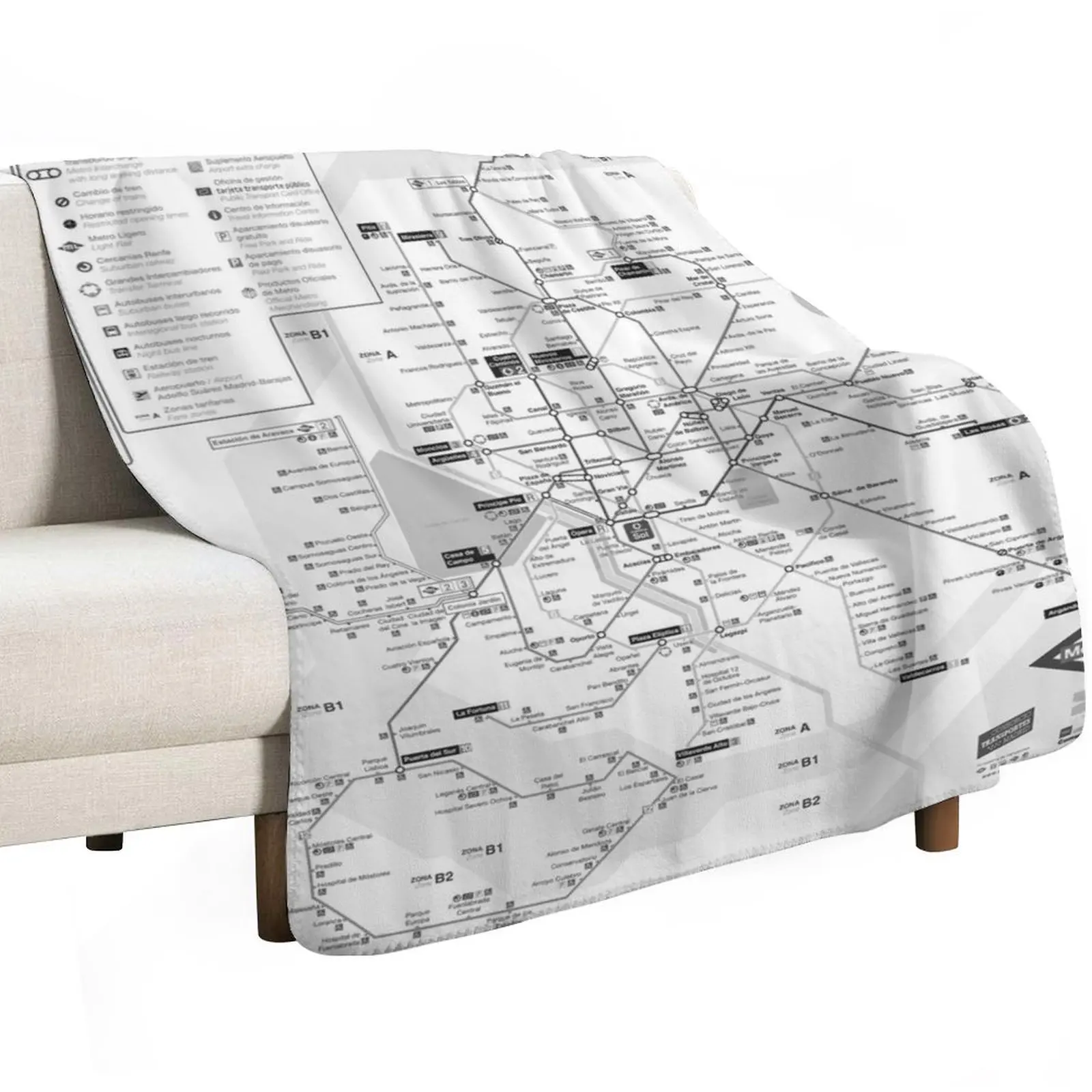 

Madrid Metro Throw Blanket christmas gifts blankets and throws Cute Blankets
