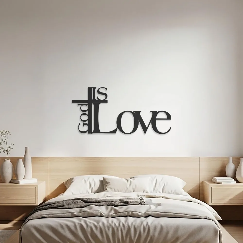 CIFBUY Iron Wall Art God Is Love Metal Waterproof Sculpture For Home Hanging Decor Religious Gift