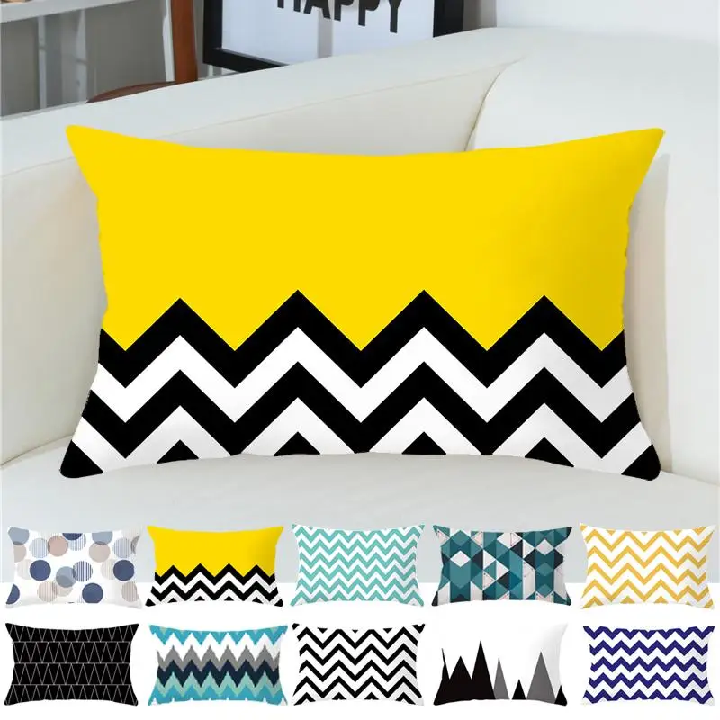 1PC Throw Cushion Lumbar Pillow Cover Protector Zippered Sofa Rectangle Pillowcase 30x50cm