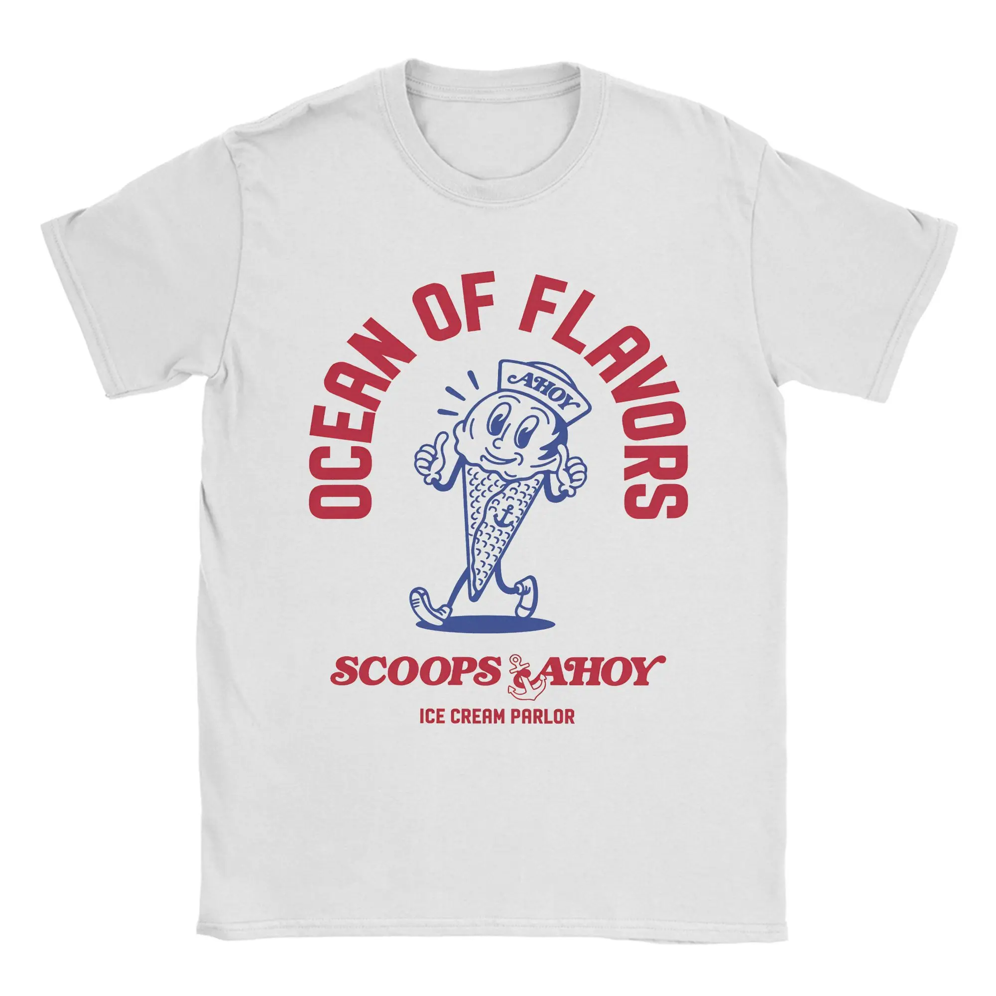 Summer Scoops Ahoy Ice Cream Mascot Hip Hop T Shirts  100% Cotton Tshirt for Couple Y2K Funny Loose Short Sleeve Clothes