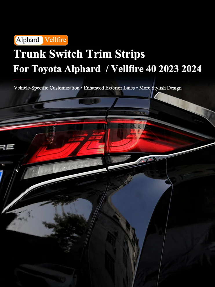 

Для Toyota Alphard/Vellfire 40 Series 2023 2024, переключатель багажника автомобиля, накладка на заднюю дверь, яркая полоса, отделка багажника, Стайлинг автомобиля