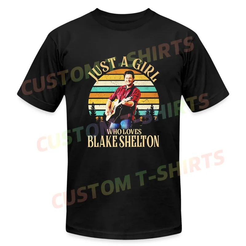 2024 Men T Shirt Casual Just A Girl Who Loves Blake Shelton T-shirt Graphic Summer Short Sleeves 100% Cotton S-3XL