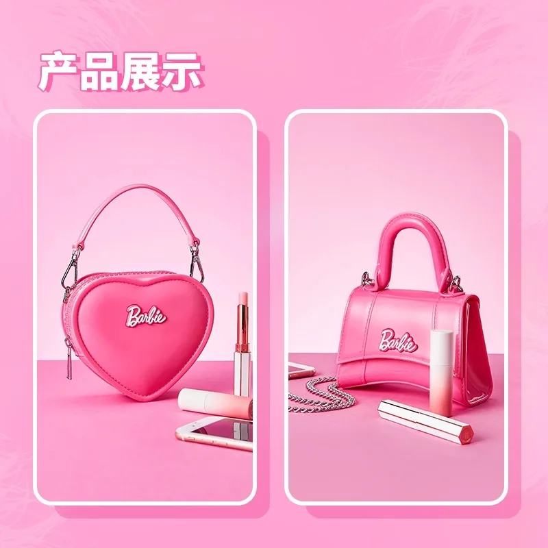 

MINISO Barbie Series Hourglass Jelly Bag Cute Pink Girl Heart Tote Shoulder Crossbody Bag