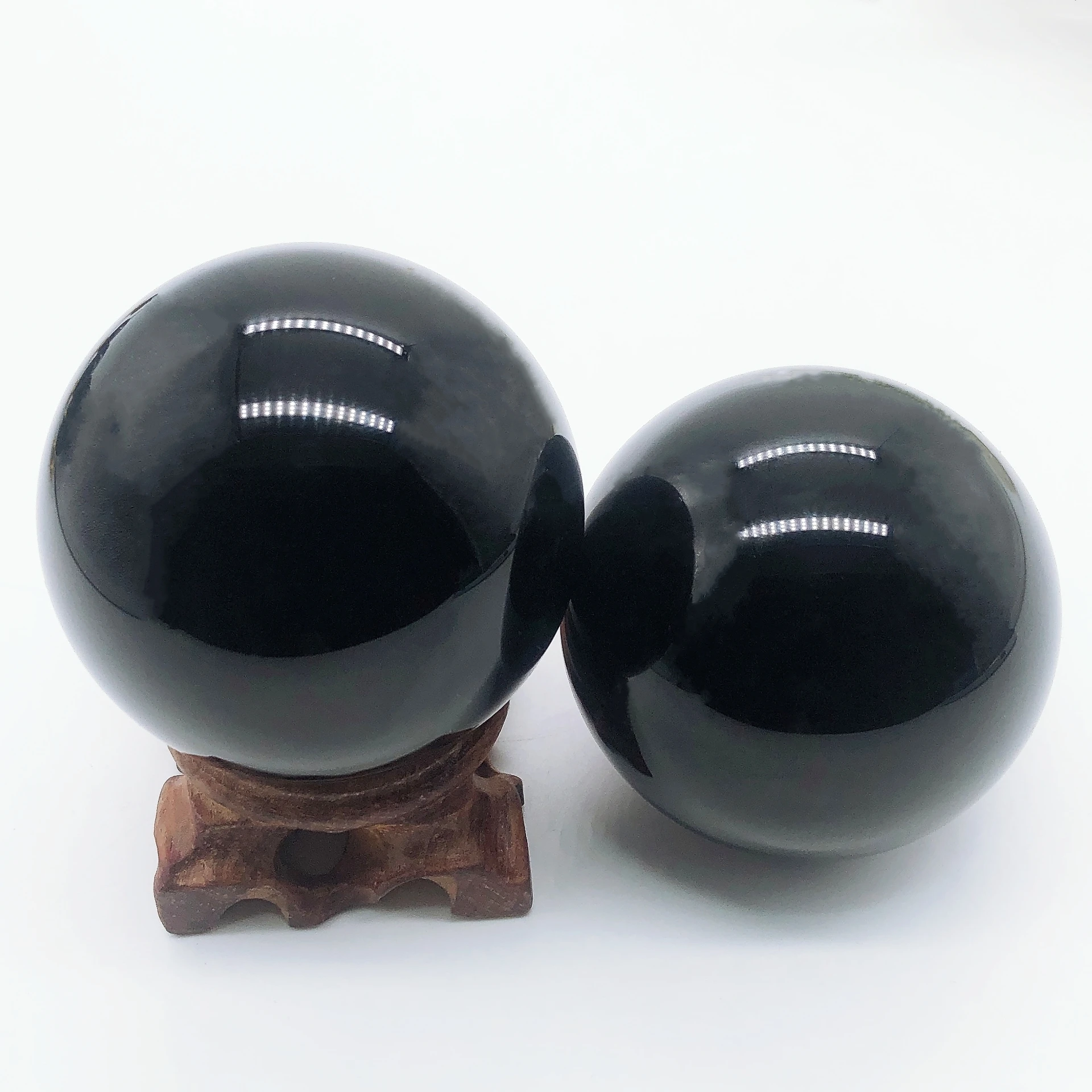 Natural Black Obsidian Sphere Crystal Quartz Magic Ball Rock Stone Witchcraft Reiki Healing Home Decoration Gift Without Base