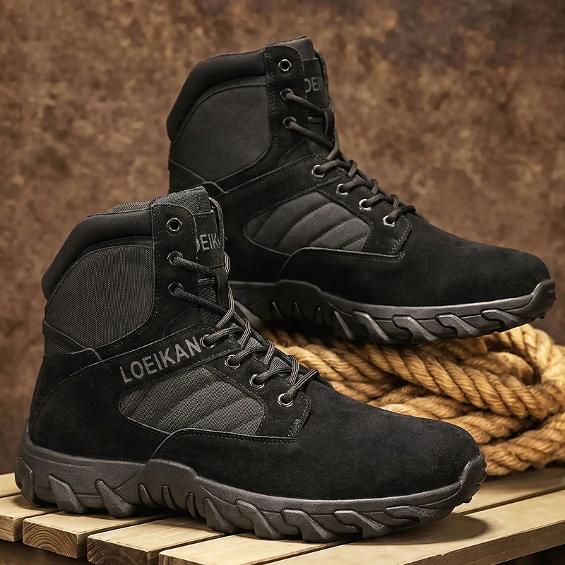 Taktische Stiefel für Herren, stoßdämpfend, rutschfest, hohe Schuhe für die Jagd, Trekking, tägliche Arbeit im Freien – Detail 2