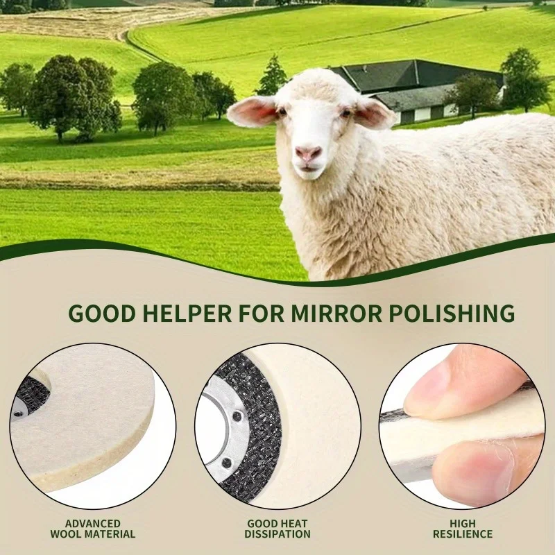 5Pcs 75mm Felt Polishing Wheel Pad Angle Grinder Buffing Disc for Metal Marble Glass Ceramic Polishing