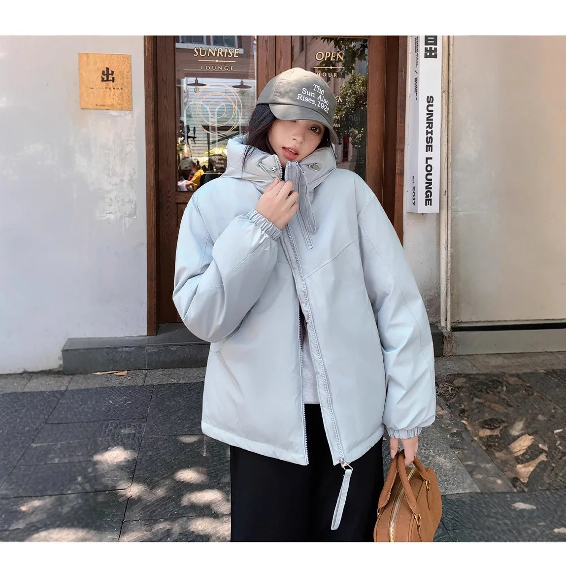 캐주얼하고 세련된 여성용 두꺼운 후드 코튼 재킷 2025 겨울 신상 인기 트렌디 탑 재킷