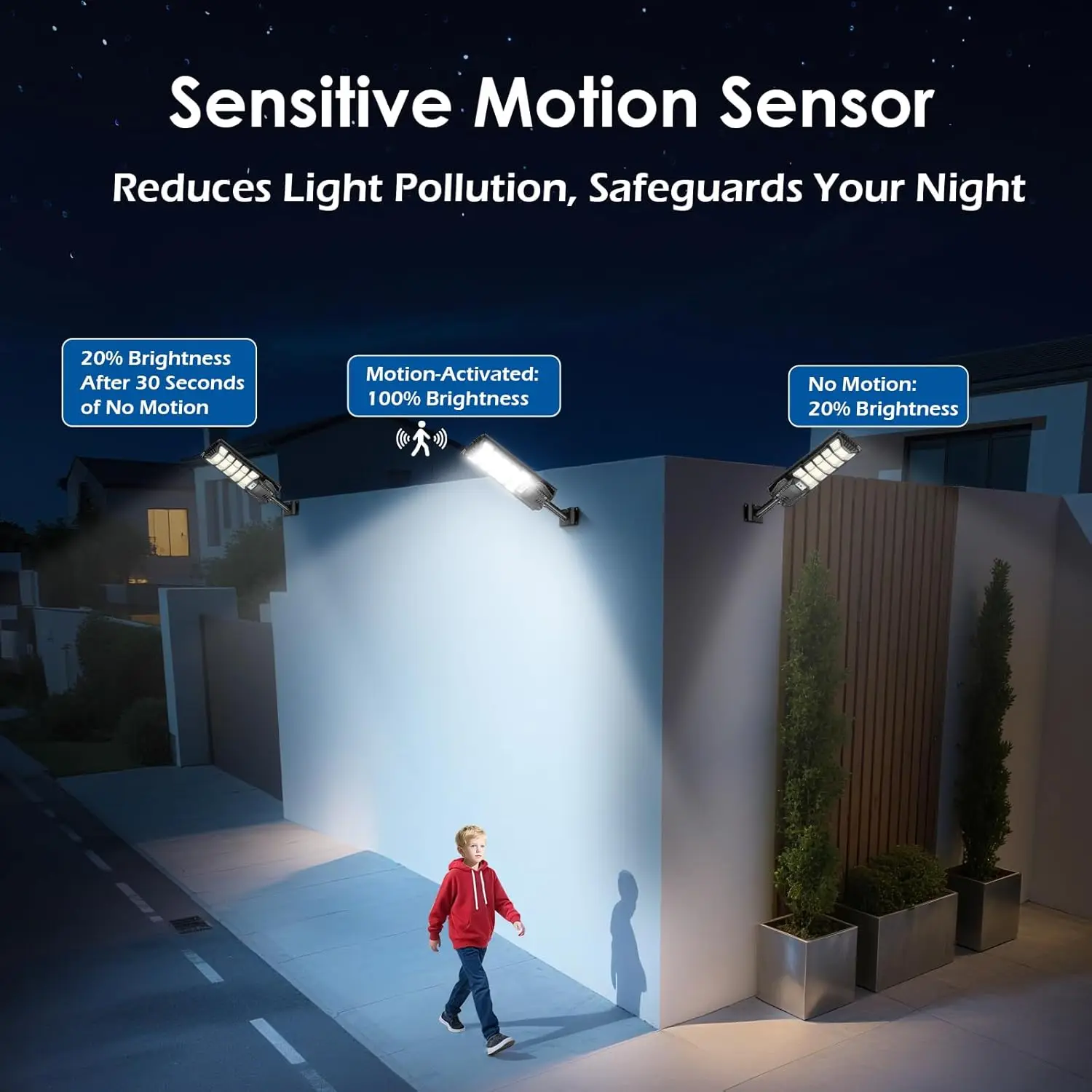 Солнечный уличный фонарь мощностью 9000 Вт для улицы, светодиодная лампа для патио от сумерения до рассвета, прожектор с датчиком движения, водонепроницаемость IP67, широкоугольный, для двора,