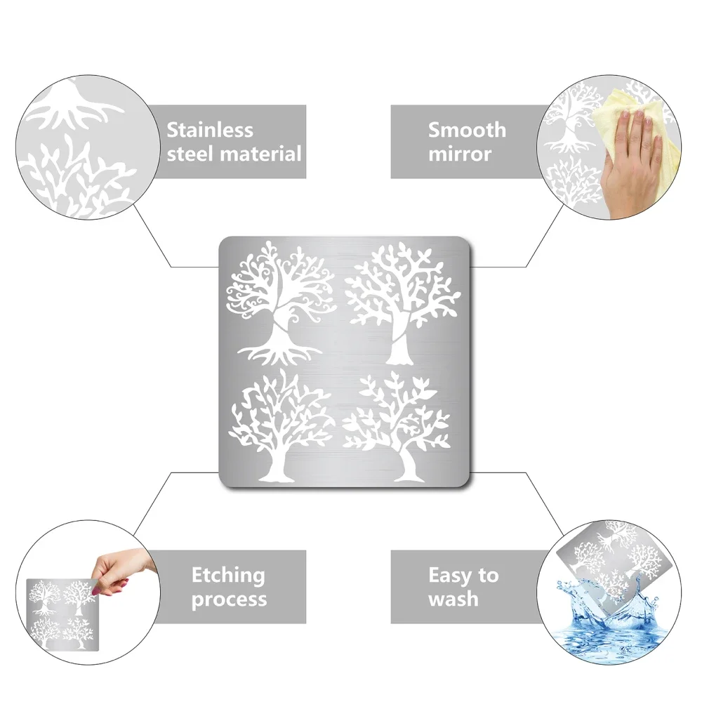 Drzewo życia szablon metalowy liście szablony malowanie liści wielokrotnego użytku szablony dziennik narzędzie do malowania na pirografii spalania