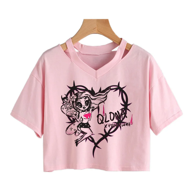 New in Karol G Heart Crop Tops Women Manana Sera Bonito Cropped Tshirt Tomorrow Will Be Nice Graphic T-shirt Funny Y2k TShirt