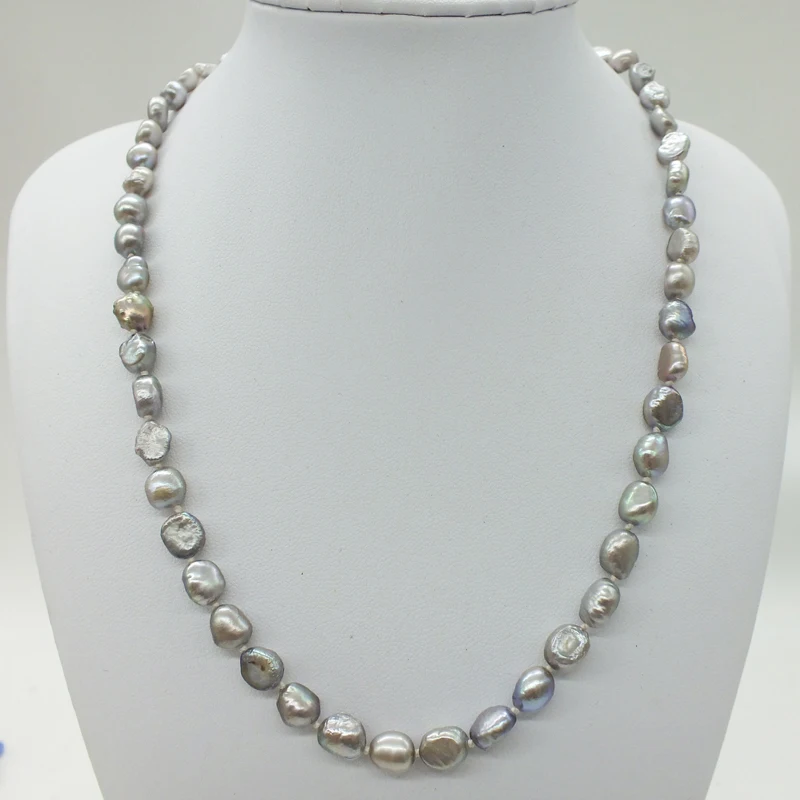 6mm Natural Gray Tahiti Baroque Pearl Necklace  45CM