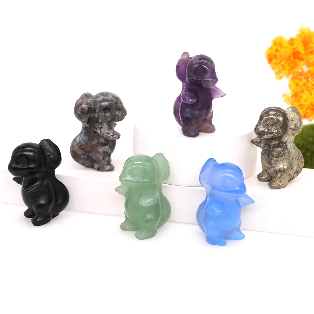 

1.2" Cartoon Dragon Figurine Natural Crystal Healing Reiki Stone Carved Anime Statue Crafts Home Room Decoration Kids Xmas Gifts