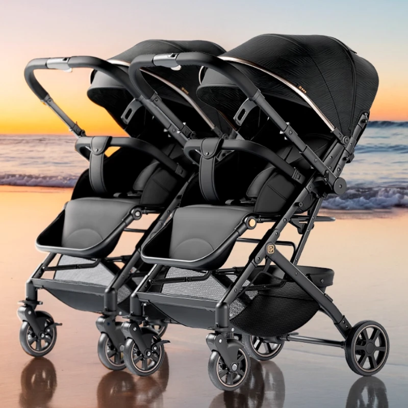 

Detachable Twin Baby Stroller, Lightweight, High-view, Two-way Sitting and Lying Stroller