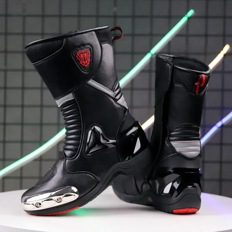 JG.WOLVES Speed Motorcycle Shoes Racing Competition Boots Motocross Boots Motorbike Rider Boots for Men Women Motorcycle Boots