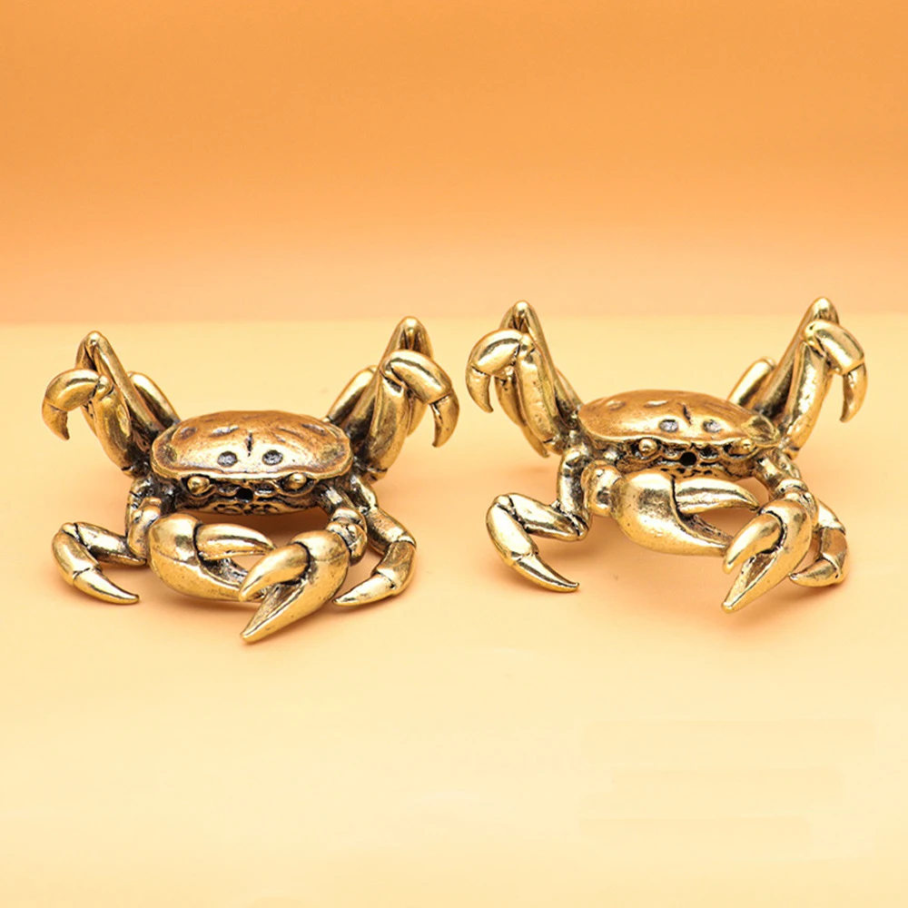 Soild Brass crab Figurines Miniatures Desktop Ornament Tricky Spoof Insect Toy Retro Animal Small Statue Craft Collection