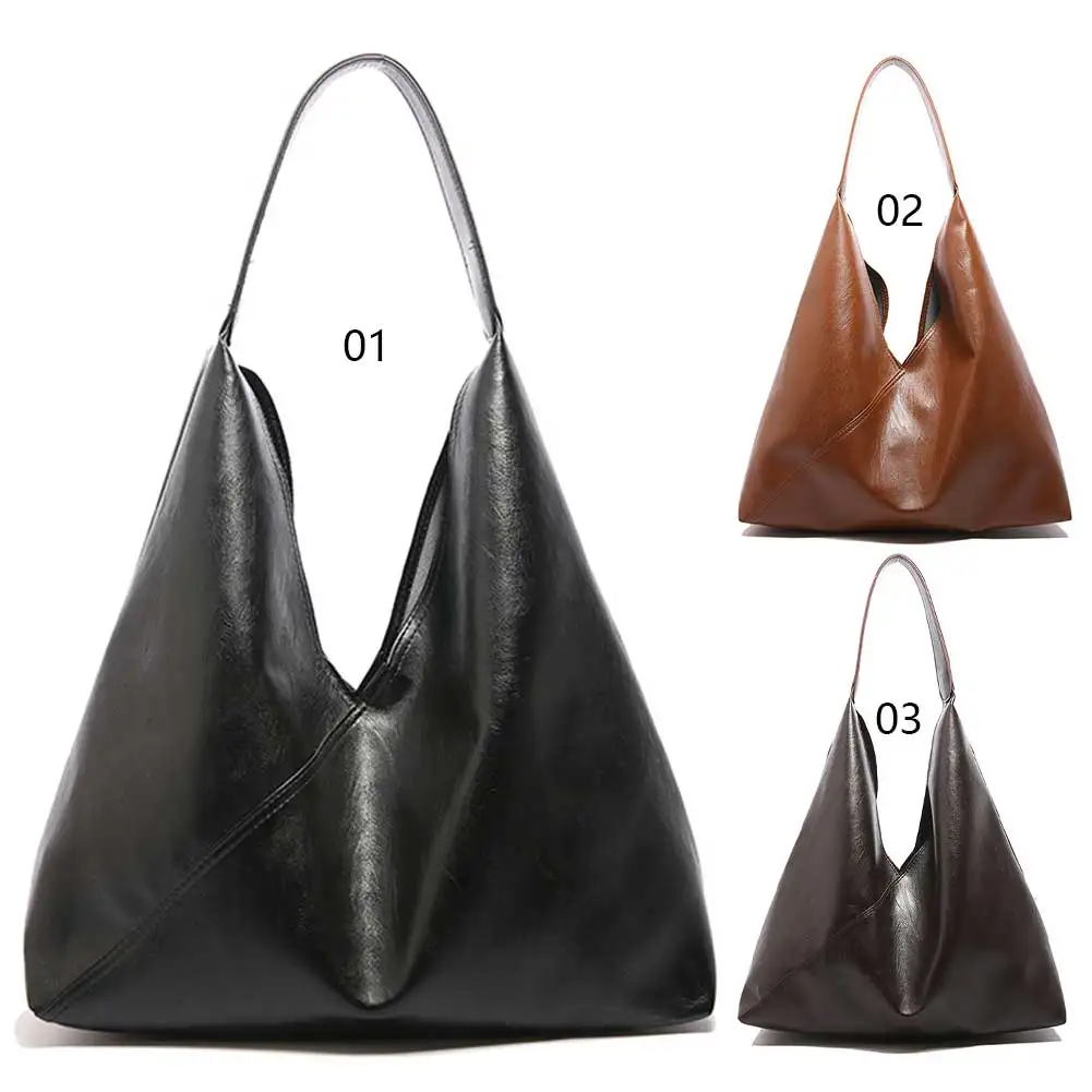 

Slouchy Hobo Bag for Women Large Capacity Tote Bag PU Leather Solid Color Shoulder Purse Trendy Handbag for Work Travel