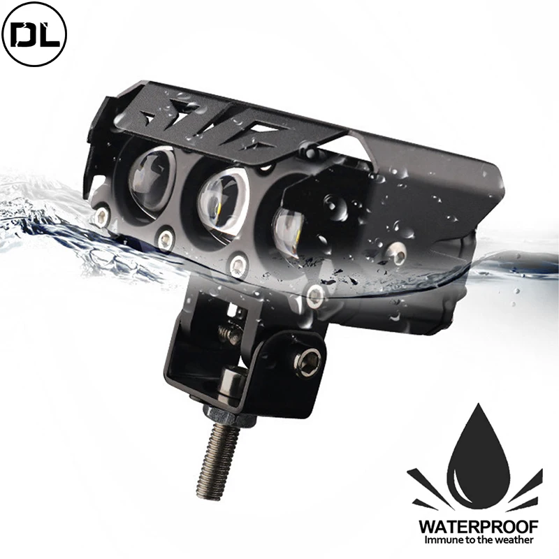 

LED Motorcycle Spotlight Projector Lens White Yellow Dual Color Auxiliary Fog Lamps Motorcycle Headlights SUV UTV Spotlight