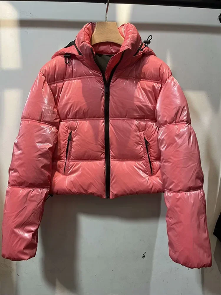 Jaqueta bomber de algodão gola Stand feminina, casacos casuais de manga longa, parkas acolchoadas com zíper, moda feminina, streetwear quente, inverno