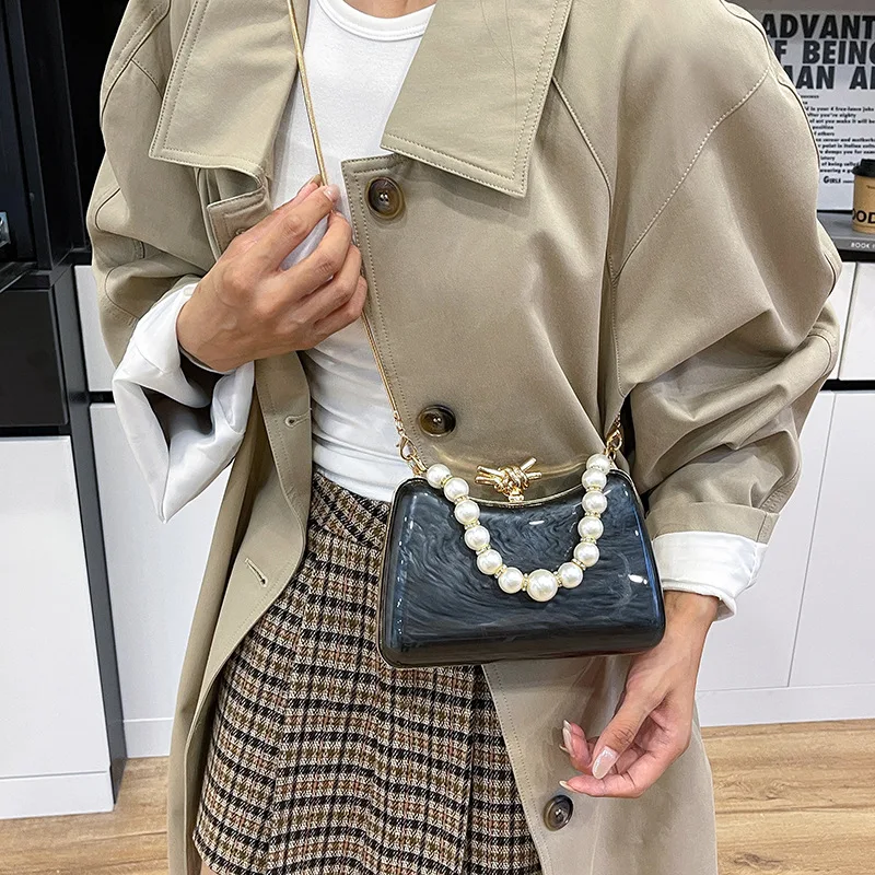 حقيبة يد نسائية عصرية لؤلؤية بسلسلة مخصصة حقيبة كروس من الأكريليك حقيبة كروس #3