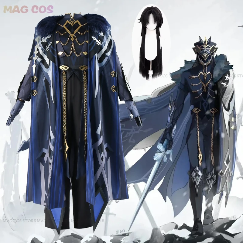 Game Genshin Impact II Capitano The Captain Cosplay Costume Cape Adult Unisex Uniform Robe Accessories Suit Halloween Outfit Wig