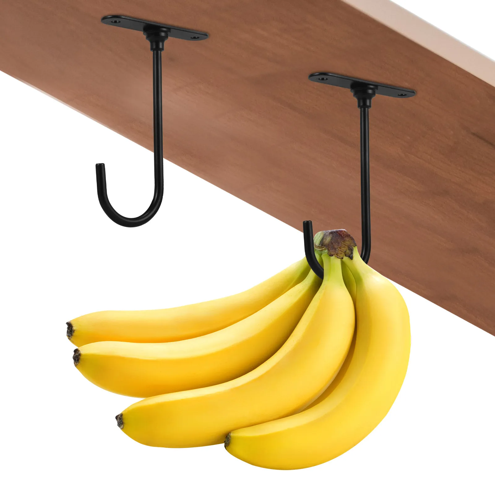 Metal Banana Hanger Under Cabinet Hook Rotating Design Kitchen Storage Holder Freshness Keeper Space Saving Fruit Hanger Rack