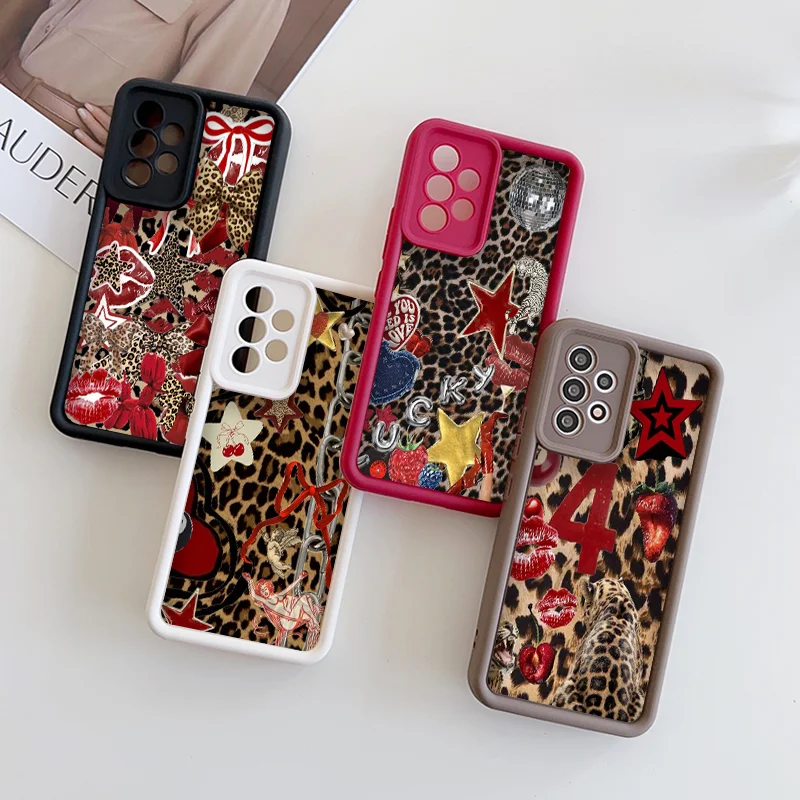 Роскошный чехол для телефона с красным бантом и леопардовым принтом для Xiaomi Redmi Note 14 ProPlus 13 12 11 10 PRO K60 Ultra 14C 13C 12C Soft Cover