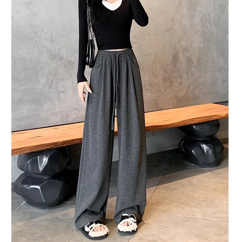 กางเกงขายาวทรงตรงเอวสูงสไตล์ลำลองสำหรับผู้หญิงไซส์ใหญ่ คลาสสิกย้อนยุค สินค้าขายดี กางเกงผู้หญิงสีพื้นใส่สบาย