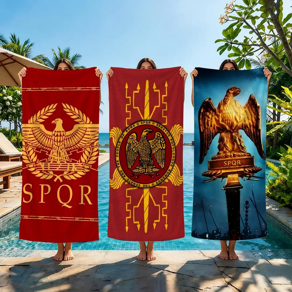 Gold Imperial Eagle Rome SPQR Towel Beach Towel Quick Dry Absorbent Bath Towel For Swimming Gym Camping Outdoor Sunbathing