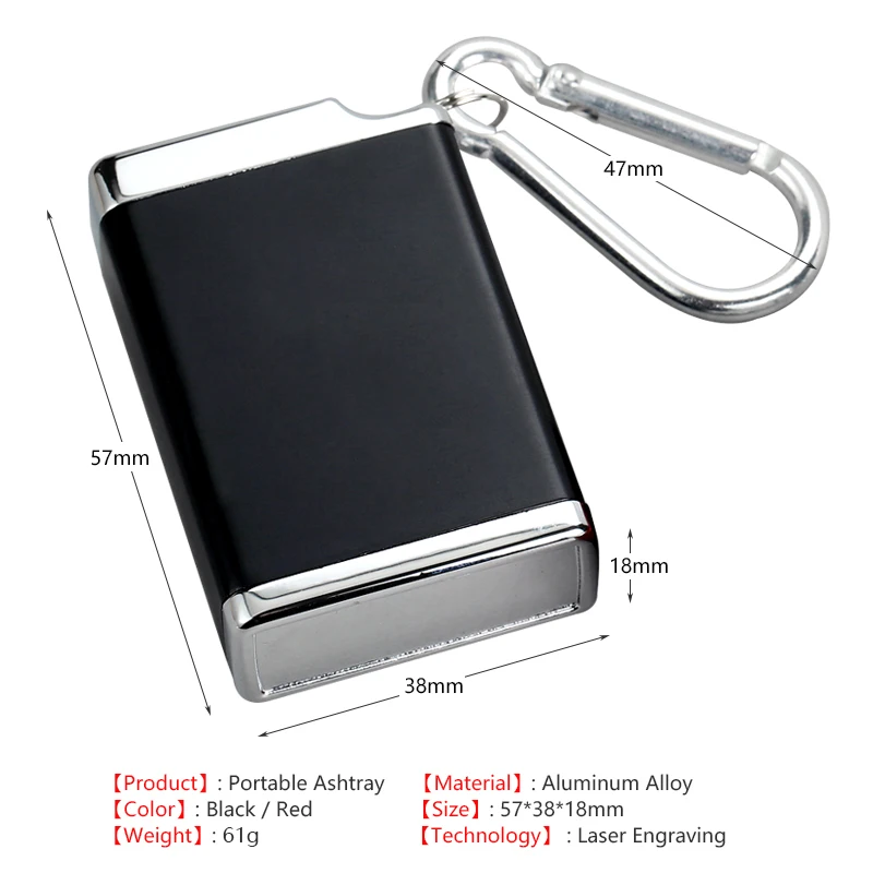 Portable Outdoor Mini Ashtray Personalized Custom Photo LOGO Name Metal Cigarette Ash Tray with Keychain Smoking Gift for Man