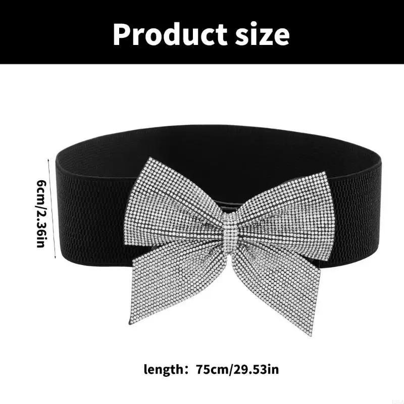 E56A Rhinestones Bowknot Corset brede riem elastische taille cincher riem voor formeel evenement